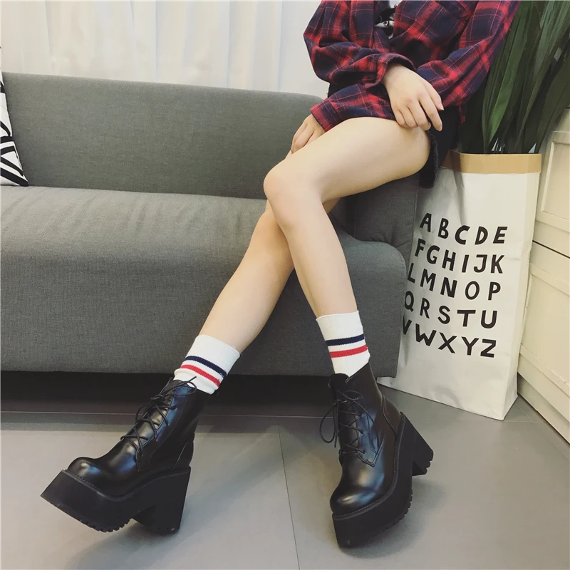 OLOMM Korean women's new autumn and winter high-heeled Martin boots platform thick-soled high-heeled boots women AB-71