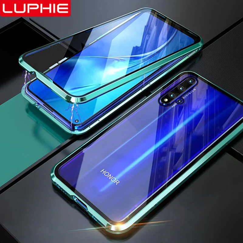 Luphie 360, полный защитный Магнитный чехол для huawei Honor 20 Pro, передний задний стеклянный чехол, чехол для huawei Honor 20, Магнитный чехол s