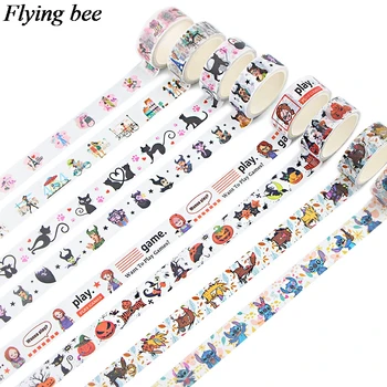 

Flyingbee 15mmX5m Paper Washi Tape Black Cats Cute beaver Adhesive Tape DIY Evil Queen Sticker Label Masking Tape X0858