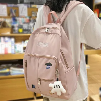 

Girl Student Kawaii Backpack Embroidery Female Book School Bag Women Nylon Waterproof Cute Backpack Fashion Lady College Bag New