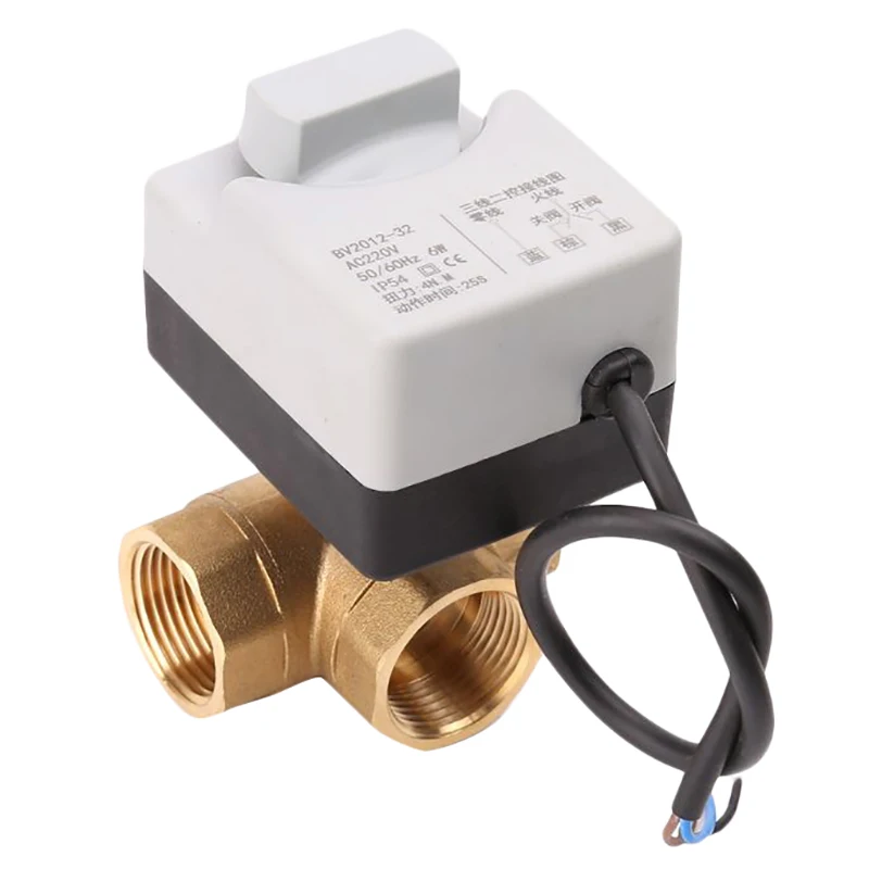 AC220V 3 Way 3 провода 2 управления моторизованный шаровой клапан электрический привод с ручным переключателем