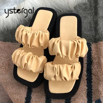 

Ystergal Strps Women Slippers Thick Sole Platform Shoes Ladies Flat Sandals Summer Beach Shoes Woman Slides Zapatos Mujer