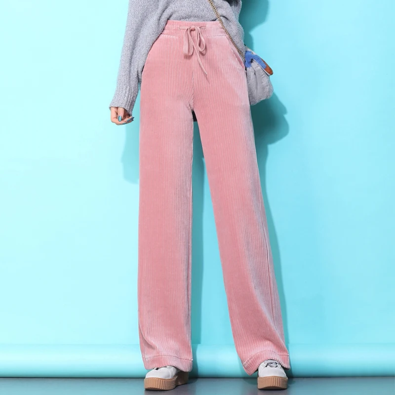 

Autumn Winter Corduroy Pants for Women Solid Color Loose Women's Trousers New Plus Size Pants Women High Waist Wide Leg Pants