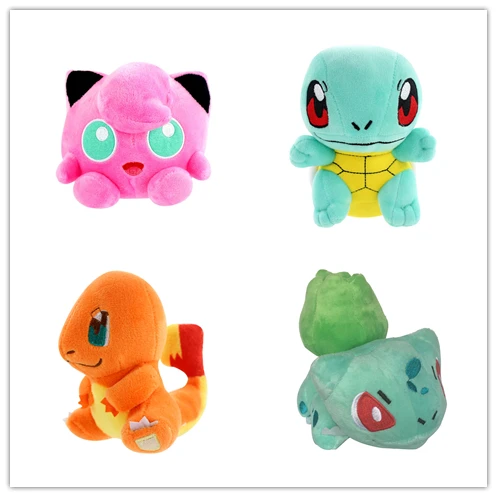 4 шт./компл. аниме Jigglypuff Squirtle Charmander Bulbasaur плюш куклы, чучела животных игрушки Фигурки