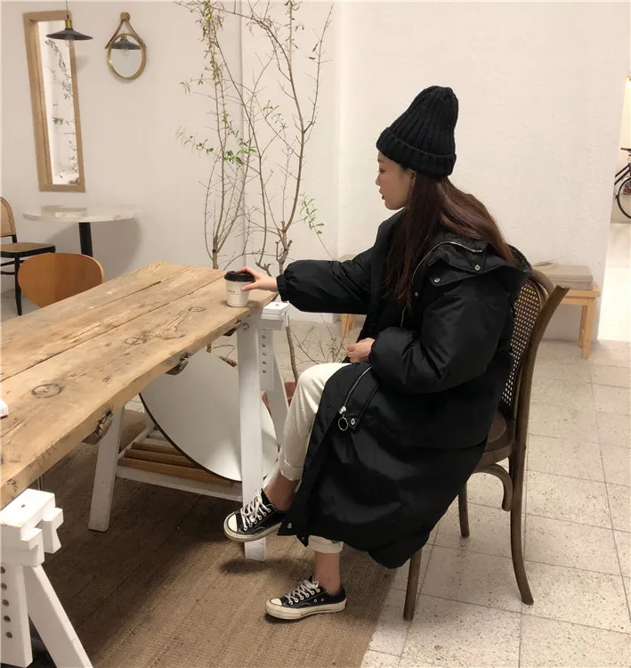 Photo Shoot Thick Couples Long Sleeve Hooded Mid-length Cotton-padded Clothes Cotton Coat