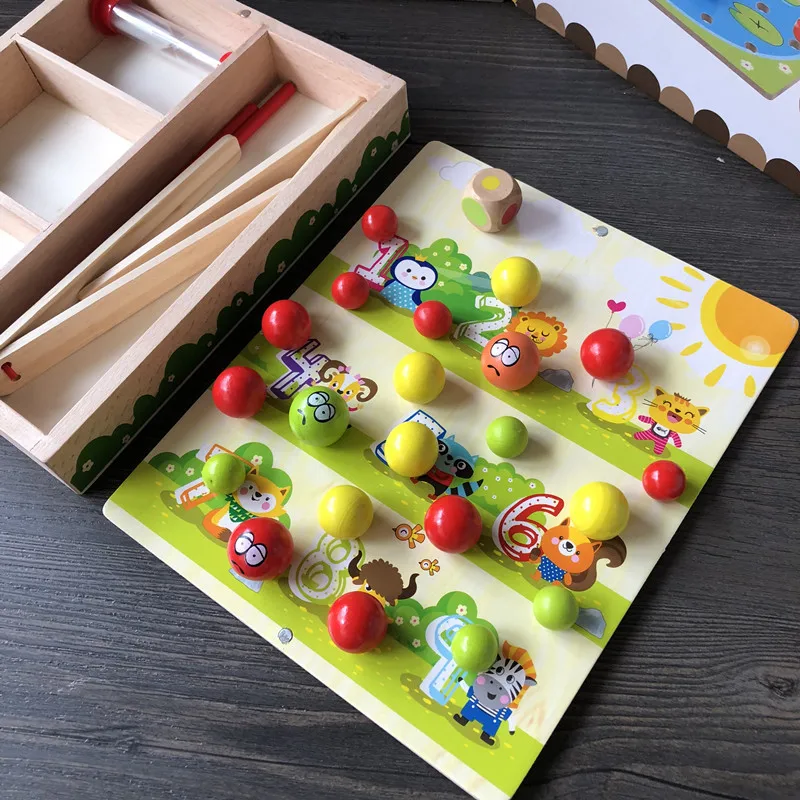 

A Year of Age Early Childhood Educational Toy Parent And Child Game Clip Beans 234 Baby er tong jia Chopsticks Hand-Eye Coordina