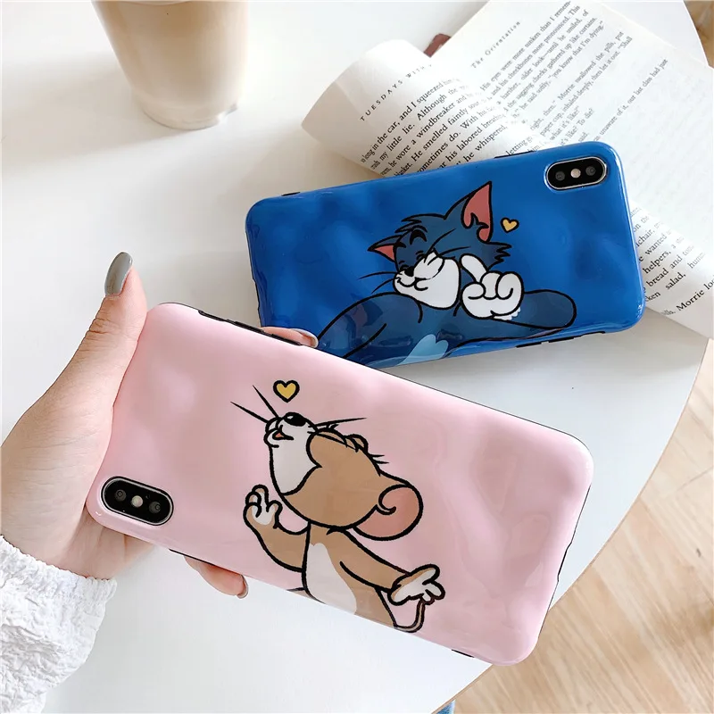 

Funny Cartoon Phone Case for iPhone X XS Max XR Cute Cat Tom Mouse Jerry Cover for iphone 8 7 6 6S PlusTPU Back Cover Coque Capa