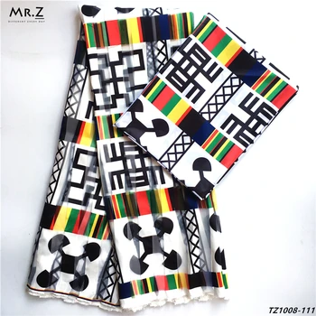 

Mrzlaec African Stripe Organza Silk Wax Pattern Ribbon Fabric High Quality Wax Prints Silk Fabrics For Women Dress TZ1008