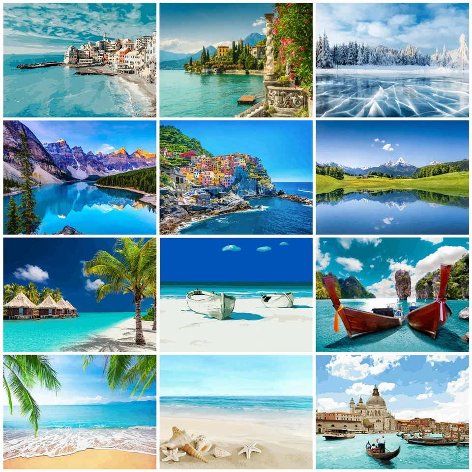 huacan oil painting by numbers scenery diy pictures by number sea drawing on canvas hand painted paintings landscape home decor paint by number aliexpress huacan oil painting by numbers scenery diy pictures by number sea drawing on canvas hand painted paintings landscape home decor