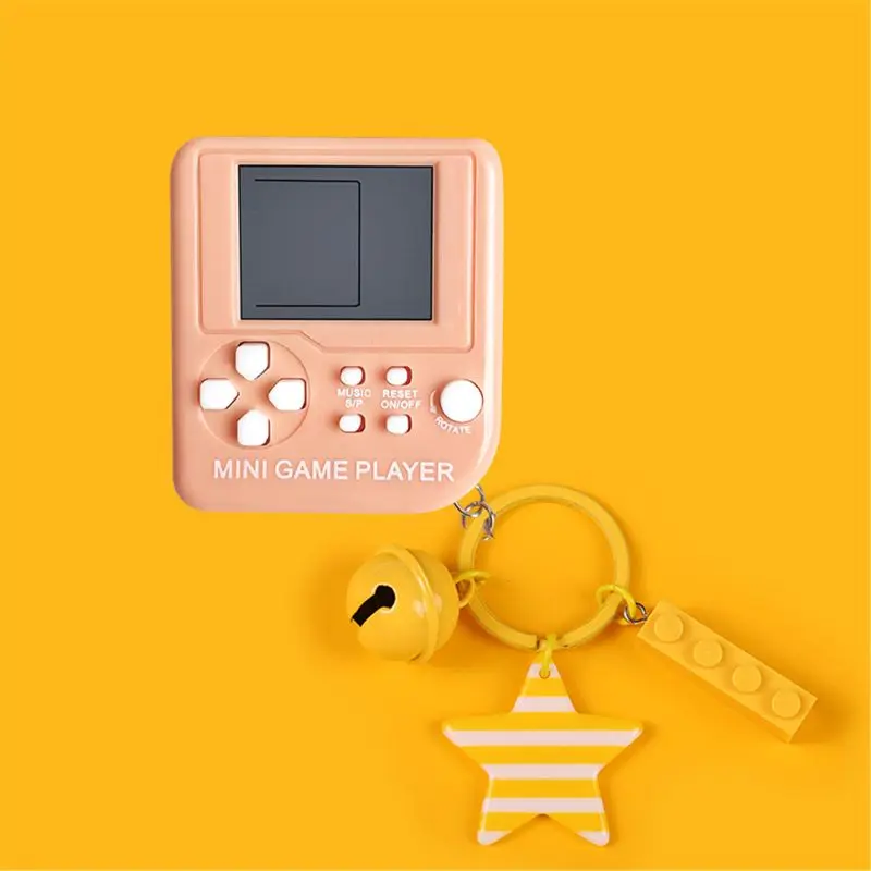 Теплый цвет мини тетрис детская портативная игровая консоль подарок брелок Подвеска снятие стресса EDC - Цвет: Оранжевый