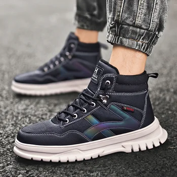 

Men's Martin Boots Hiking Shoes Winter Fluff Rubber Sole Lace-up Mid-calf LuminousCasual Shoes Men's SnowBoots Men's Work Shoes