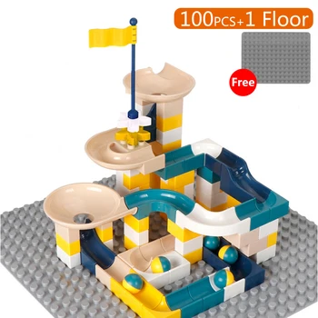 

100pcs Big Size Marble Race Run Building Blocks Funnel Slide Blocks DIY Building Bricks Educational Toys For Children Kids Gift