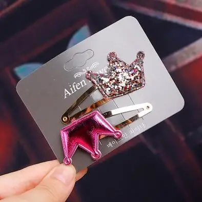 Rose Crown 2 шт./компл. милые детские носочки для девочек Заколки для волос со стразами Корона в форме звезды BB зажим шпильки для детских волос заколка принцессы женские аксессуары для волос - Цвет: Rose Crown
