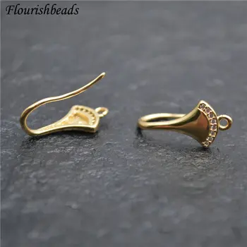 

Good Quality Anti-rust Inlaid CZ Zircon Beads Metal Earrings Hooks Jewelry Findings Gold Color / Rhodium Silver Color 30pcs