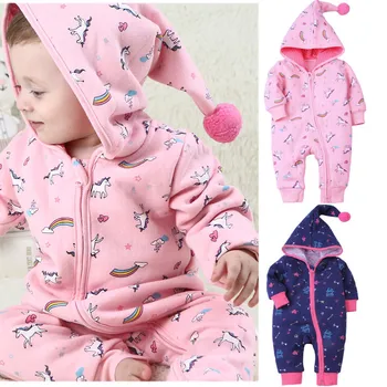 

Baby clothing warm romper magic hat outside clothing newborn jumsuit baby boy romper infant onesie