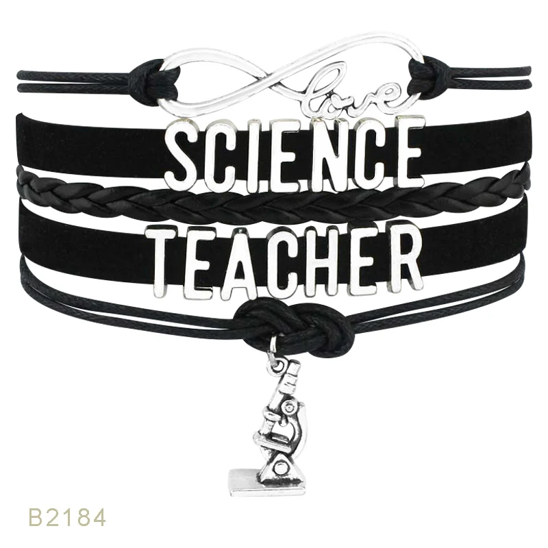 Бесконечность любовь к учению подарок для учителя детский сад наука особые потребности помощник учителя кожаные браслеты для женщин - Окраска металла: B2184