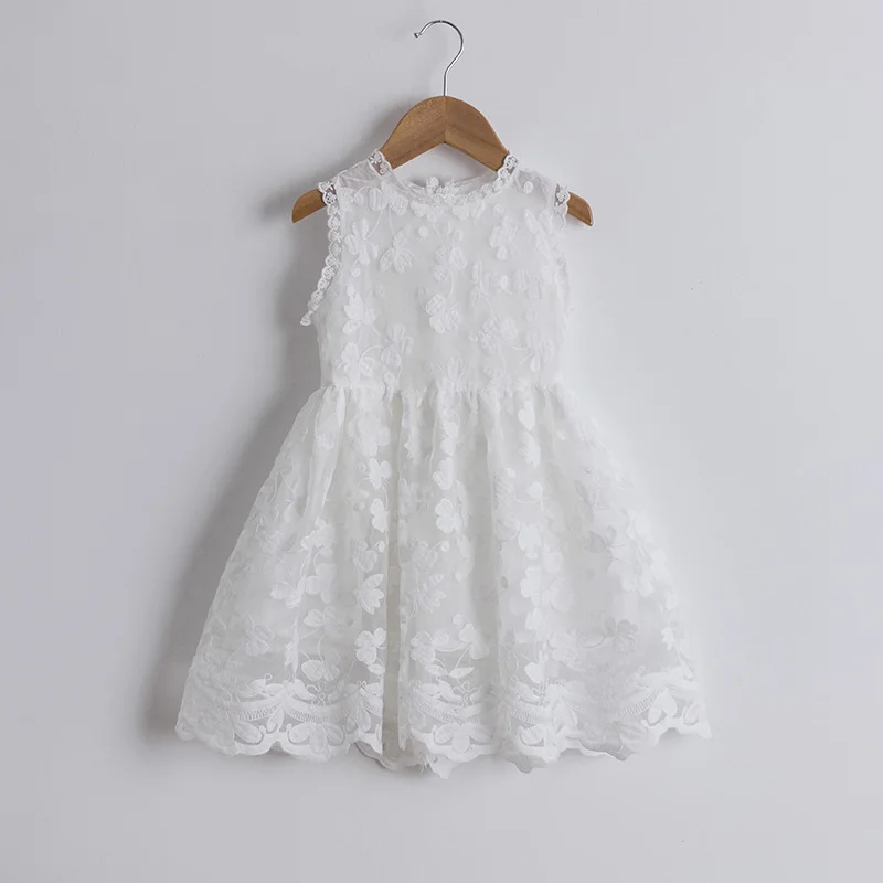 Коллекция года, летние праздничные платья для девочек, кружевное свадебное платье с цветочным рисунком праздничные Детские платья для маленьких девочек, платье принцессы с цветочным рисунком для девочек возрастом от 3 до 8 лет - Цвет: White 3