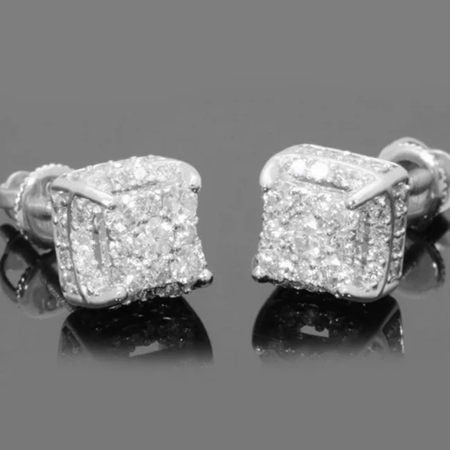 Stud Earrings Роскошные серьги-гвоздики с кристаллами из горного хрусталя серебристого/золотого цвета, круглые блестящие серьги для женщин и мужчин, модные ювелирные изделия в стиле хип-хоп Z3N957 - Окраска металла: Stud Earrings
