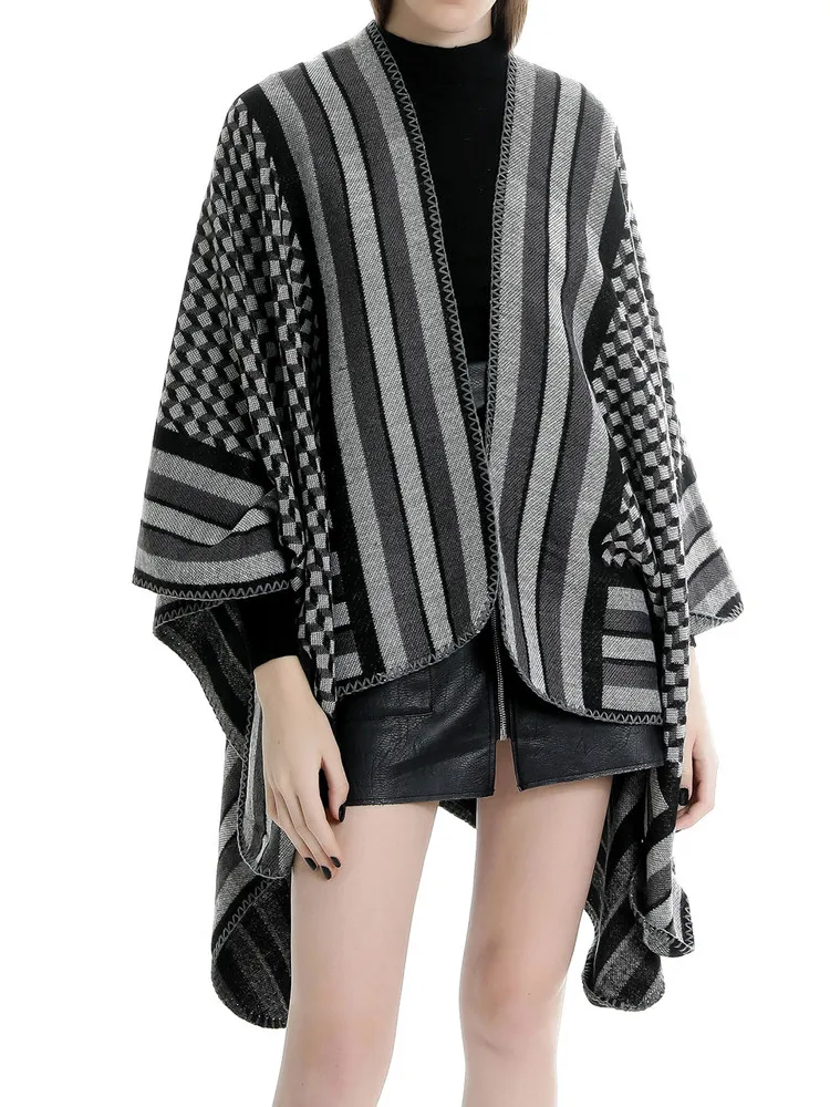 Полосатый Элегантный Cachecol Feminino Inverno вышитый узор Теплый шерстяной платок Herfst Mode для женщин Pasminas De Mujer# BL5