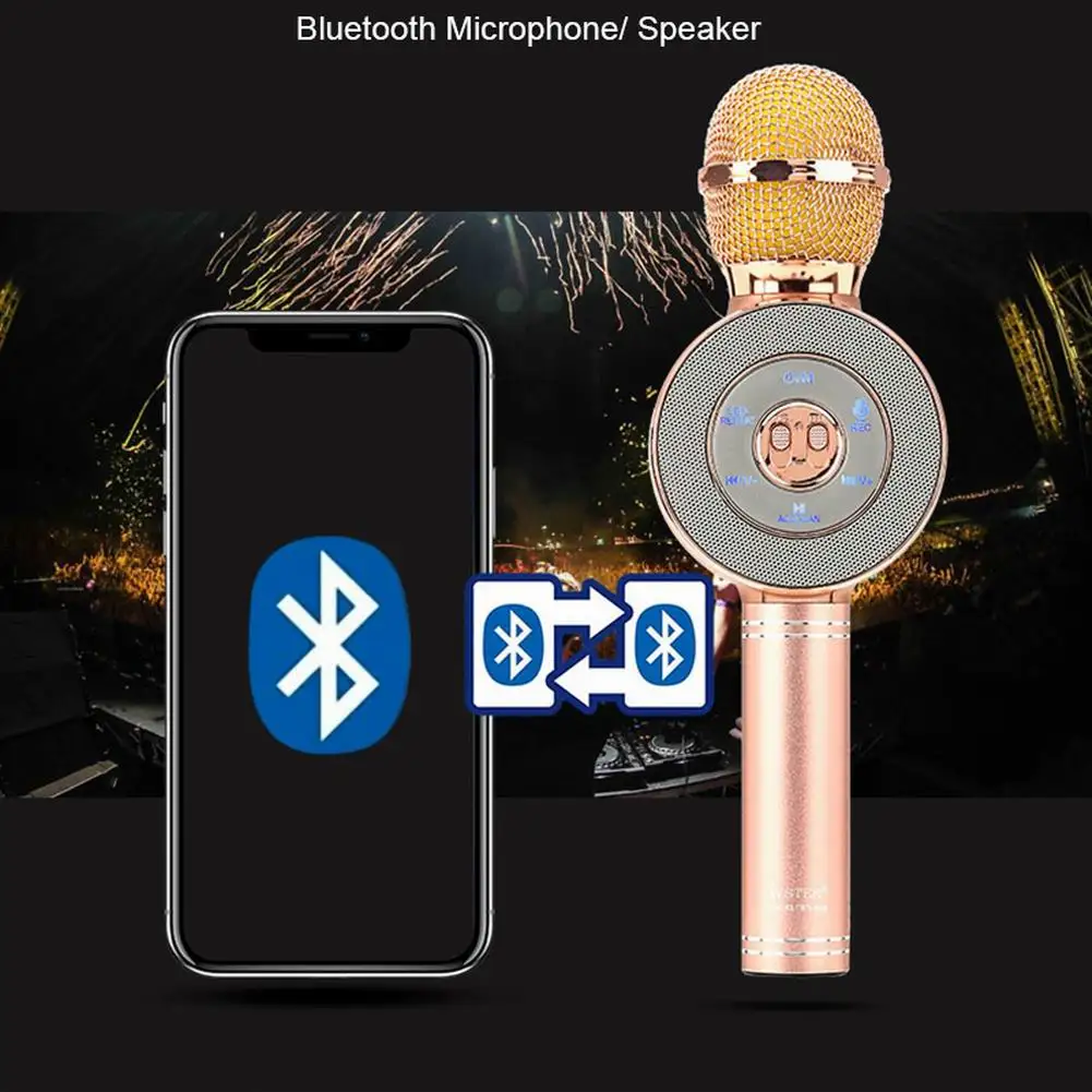 WS-668 профессиональный Bluetooth беспроводной микрофон ручной караоке живой стерео микрофон Портативный KTV музыкальный плеер с динамиком
