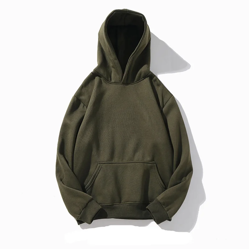 FOJAGANTO Fashion Brand Men's Solid Color Hoodies Autumn Winter Male Casual Hoodies Men Fleece Warm Hoodies Sweatshirt Tops - Цвет: Army Green