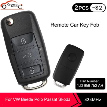 

KEYECU 3 PCS/LOT Flip Folding Remote Key 3 Button 434MHz ID48 Chip Transmitter for Volkswagen Seat Skoda FCC:HLO 1K0 959 753 AH