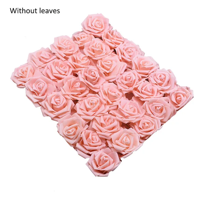 10/20/30 Heads 8CM Artificial PE Foam Rose Flowers Bride Bouquet Flower For Wedding Party Decorative Scrapbooking DIY Flower F21 Peach