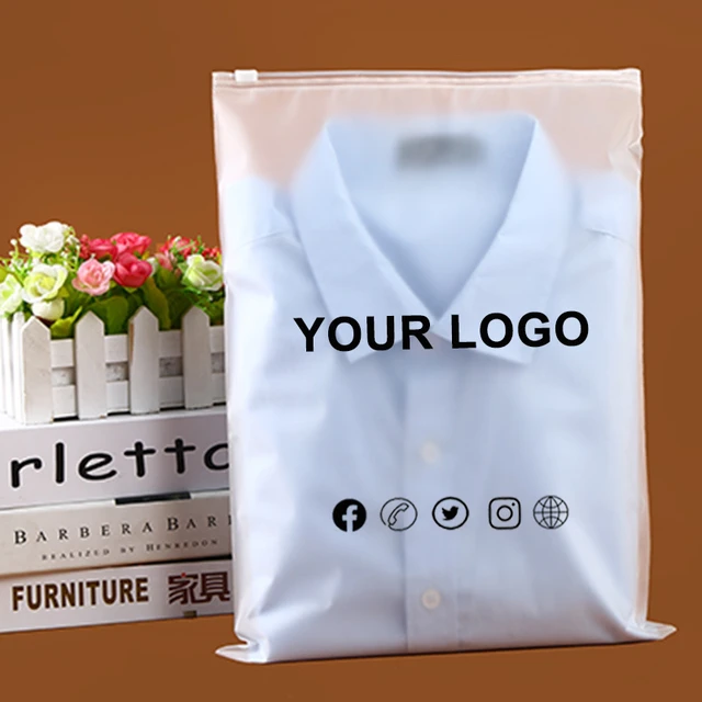 Sacchetti con cerniera glassata personalizzati da 50 pezzi, sacchetto di  plastica per vestiti di alta qualità, sacchetti per imballaggio di  abbigliamento con logo stampato, sacchetti con chiusura a zip - AliExpress