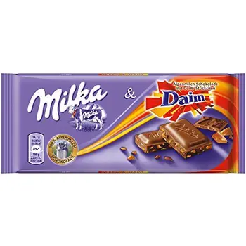

Milka Daim Chocolate | Chocolate with Daim Caramel pieces | 100gr/3.5oz