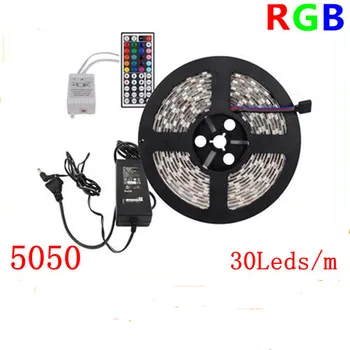 

5M 5050 RGB 150Leds Led Strips light DC12V and 44Key Infrared remote controller and 12V3A Power supply EU US AU UK