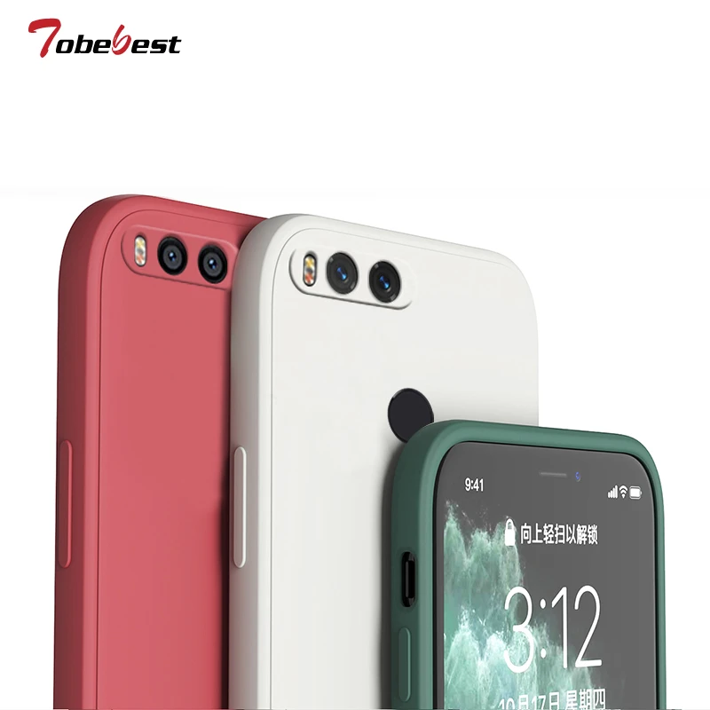 New Liquid Silicone Case For Xiaomi Mi A1 A2 5X 6X Coque Camera protective Straight edge Back Cover