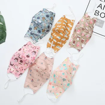 

Cotton Children Face Mask Dust-proof Breathable Fog And Haze Masks Children's Sunscreen Cartoon Printed Washable Mascarilla