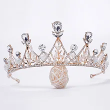 H1061 European Style Bride Headdress Wedding New Style Handmade Crystal Crown Three-Color Wedding Alloy Accessories Hair Bands