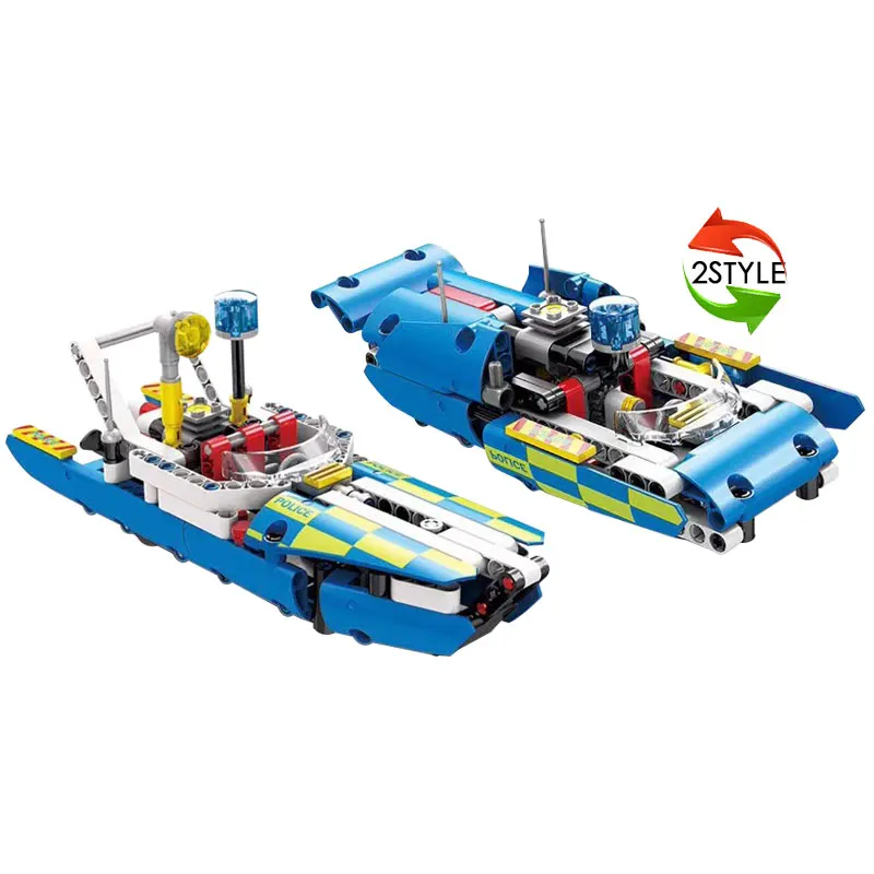 

Legoing Technic Building Blocks 2-IN-1 Rebuildable Patrol Boat & Speedboat 189Pcs Model Toys For Children Technic Bricks Legoing
