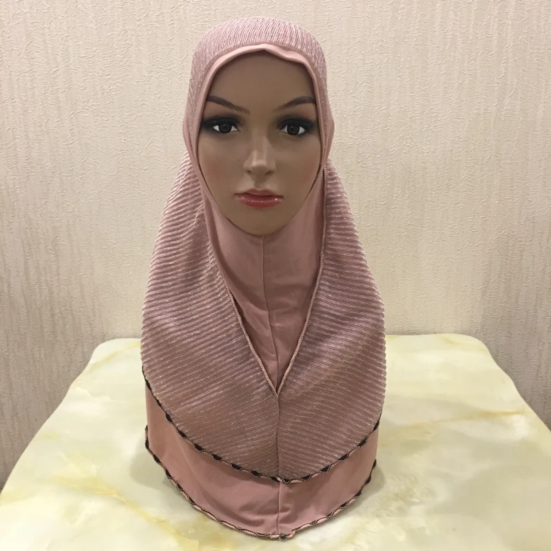 H1397 последний мусульманский цельный Потяните хиджаб с блестящими исламскими хиджаб Амира арабский шарф