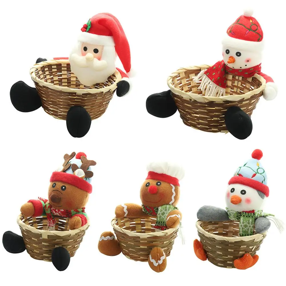 

Christmas Doll Candy Storage Basket Fruit Storage Container Snowman Santa Claus Candy Barrel Festive Party Decoration Bowl