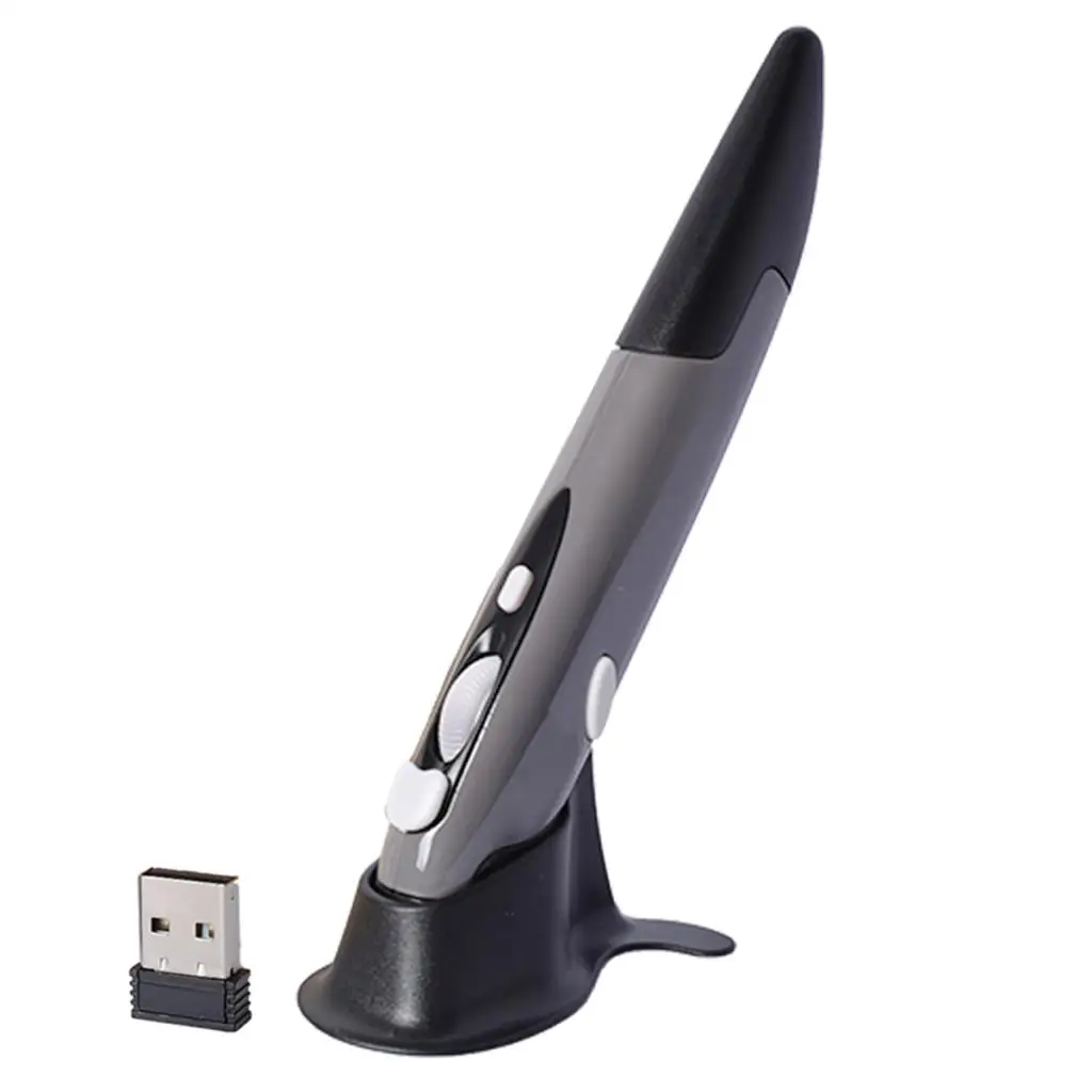 Gray 2,4 ГГц оптическая беспроводная ручка мышь USB приемник ноутбук компьютер Рисование письма мышь Мыши для компьютера настольный ноутбук ПК - Цвет: Gray