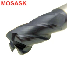 MOSASK 4 Flutes HRC45 Round Nose End Processing Steel Cutter 4R0 5 6R0 5 Straight Shank