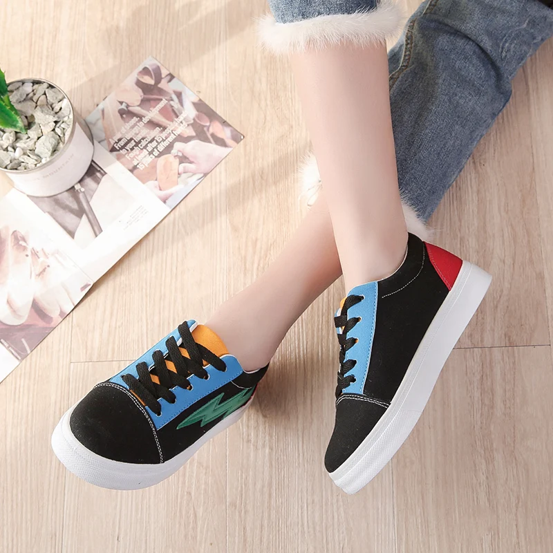 

zapatos mujer de moda New fashion Spring Shoes Women Flats Leather Canvas Shoes Female Casual Board Shoes Women Sneakers U16-51