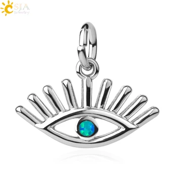 

CSJA Devil Eye Blue Opal Metal Charms for Bracelets Necklaces Choker Micro Inlaid Zircon Female DIY Making Jewelry Findings F486