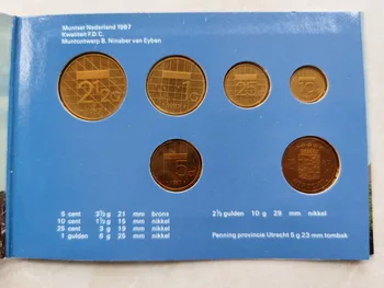 

Original Booklet Netherlands 5p Set with Bronze Medal 5cents-2.5 Shield 1987 True Real Genuine Coin European Collectible