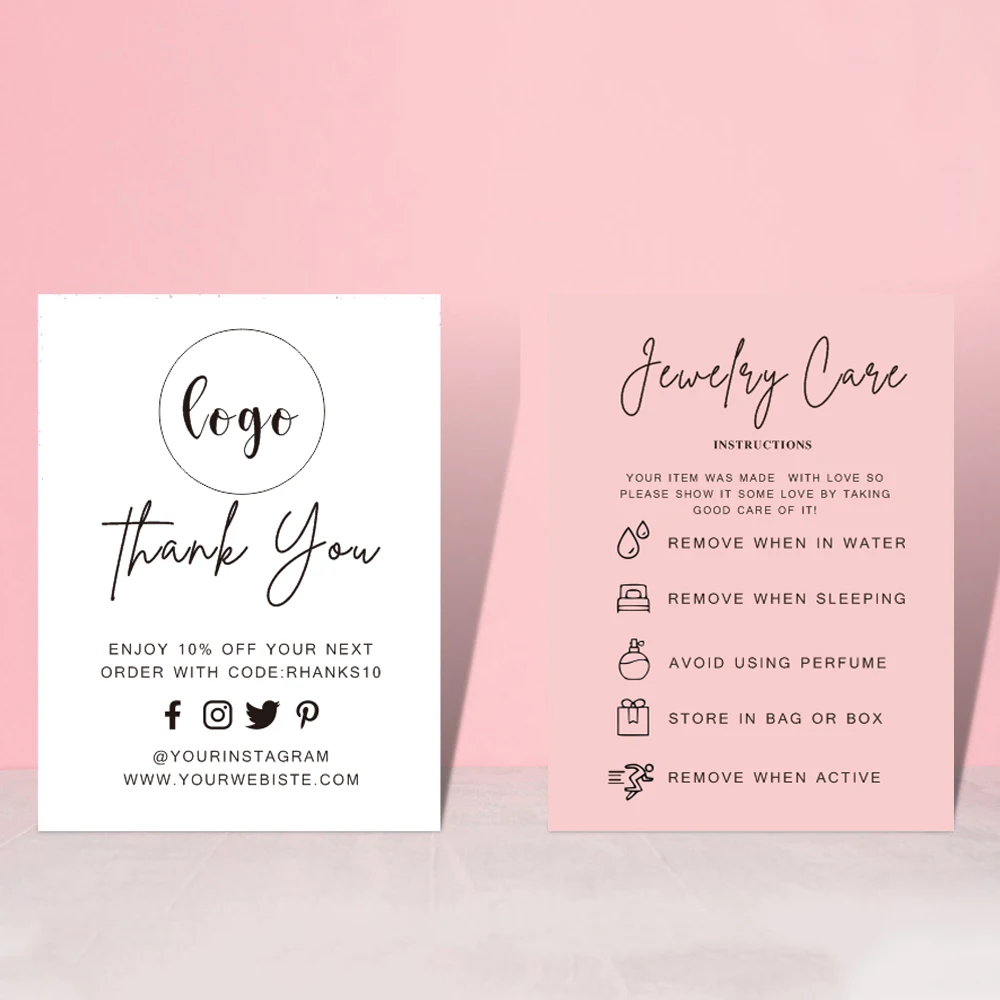 Custom Jewelry Care Card Printable Jewelry Care Instructions Minimalist ...