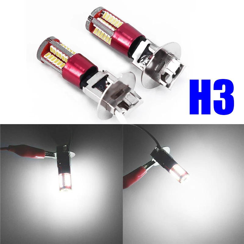 2x H3 3014 57-smd Led Автомобильная противотуманная фара Лампа 6000k яркий белый 12v 10w