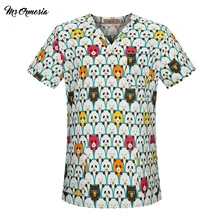 Новинка, унисекс, медицинские топы, v-образный вырез, хлопок, с принтом, для хирургической медсестры, медицинская форма, скрабы, топы для женщин, для домашних животных, больница, рабочая одежда