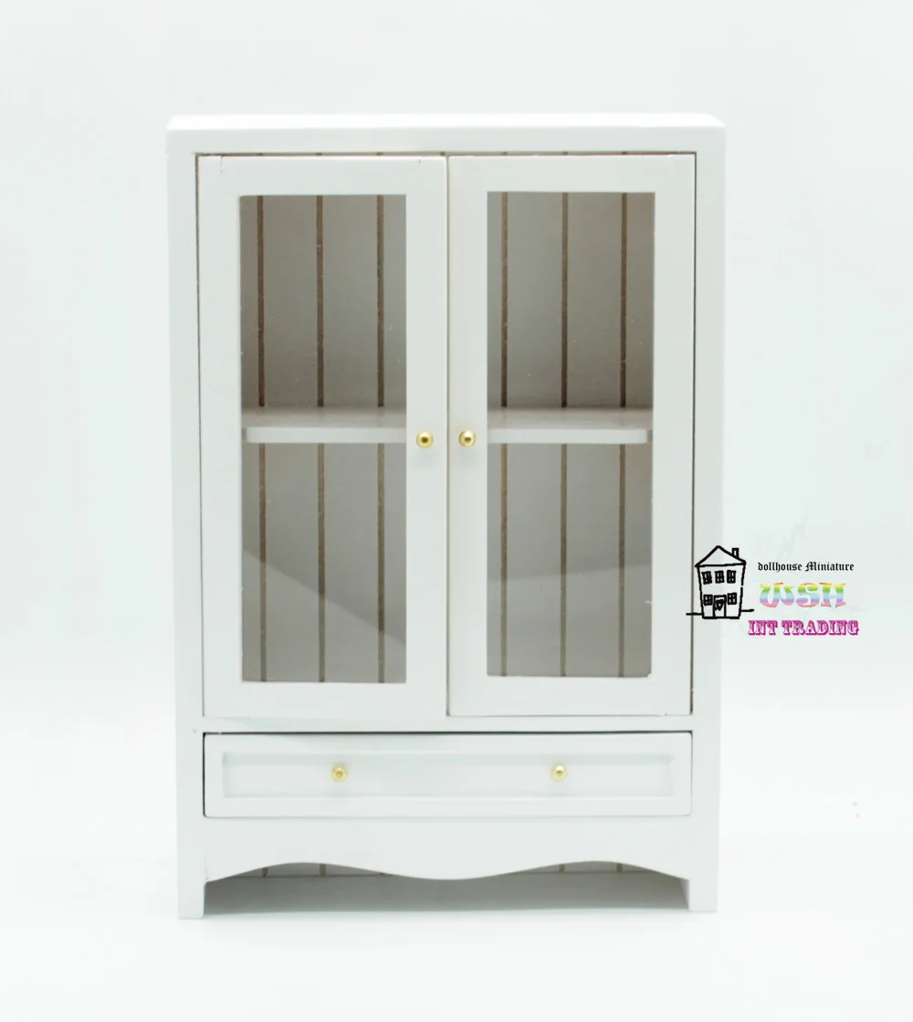 1:12 Dollhouse miniature Dolls Furniture 5.71" White European style Double door cabinet