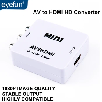 

Eyefun 1080P Mini RCA convertidor de AV a HDMI de alta calidad HD 1080P AV2HDMI adaptador para TV PC DVD proyector