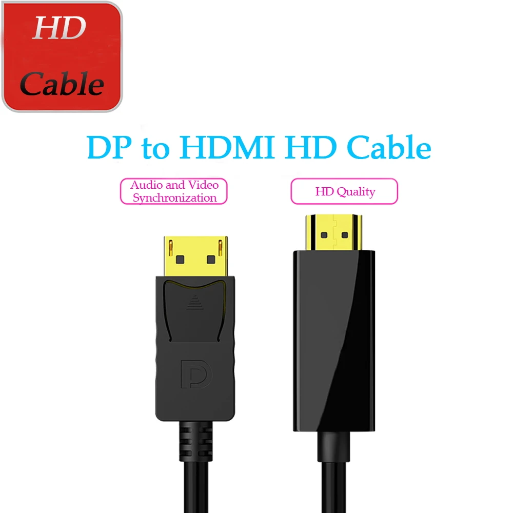 

Displayport DP to HDMI HD Cable Male to Male Cable Adapter Converter 1080P for PC Laptop Projector Displayport to HDMI Adapter