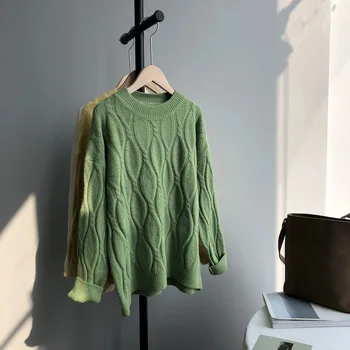 

Moo-ru 2019 Women Sweater Long Sleeve Pullover Loose O-Neck Knitted Sweater
