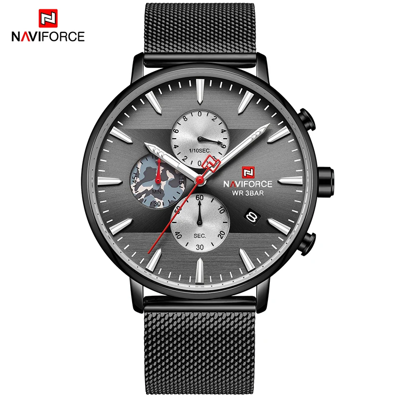 Часы наручные NAVIFORCE Мужские кварцевые брендовые Роскошные модные полностью