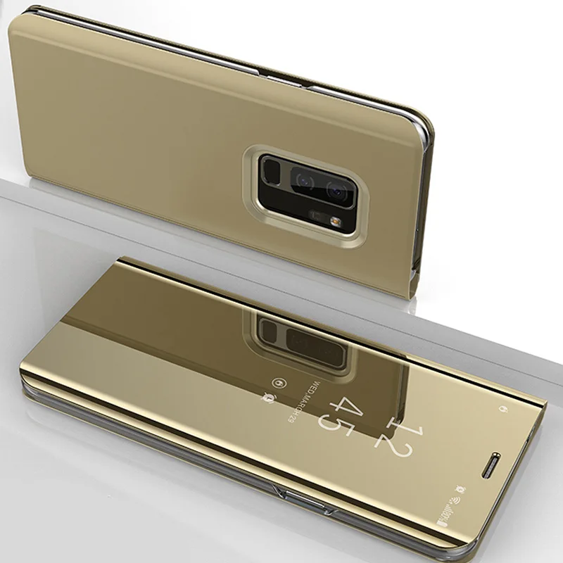 Чехол s умное зеркало сотовый Чехол для телефона чехол для samsung S10 E S9 S8 S7 S6 Edge Plus Note 10 8 9 5 4 A9 star lite C8 J2 Prime - Цвет: Золотой